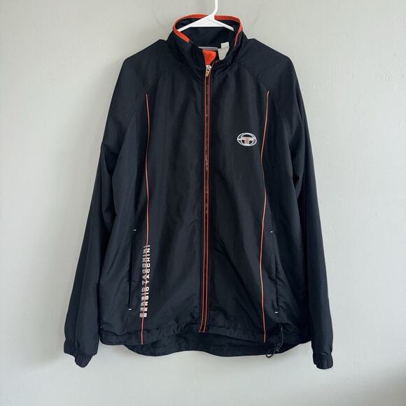 Sergio Tacchini Men’s Full Zip Jacket Sz L Black Orange Track Suit Wind Breaker - Picture 8 of 8